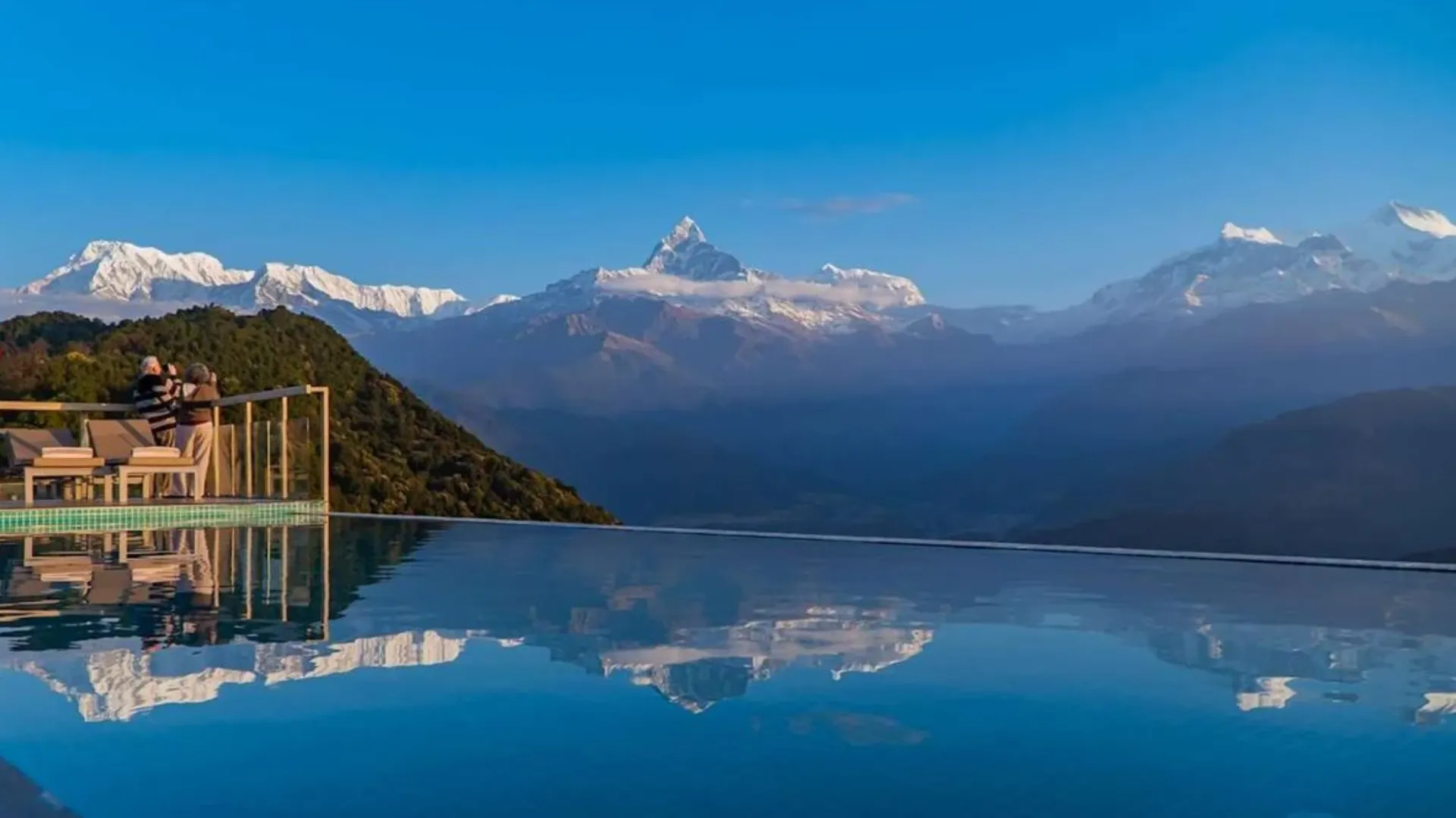 Sarangkot Mountain Lodge overlooking the Annapurna mountain range near Pokhara, Nepal